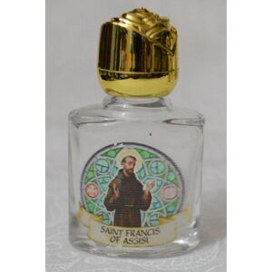 Holy Water Bottle, St Francis, 35 x 55mm Glass, Empty (no water)