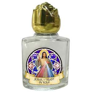 Holy Water Bottle, Devine Mercy, 35 x 55mm Glass, Empty (no water)