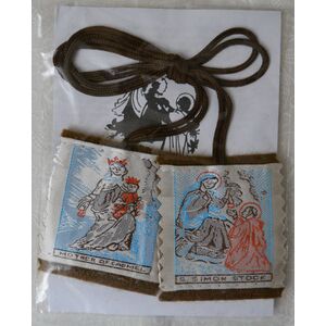 Brown Scapular with Embroidery and Leaflet