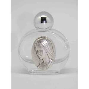 Glass Holy Water Bottle, Our Lady, 45 x 55mm, 15ml Capacity, Empty (no water)