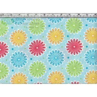 Sugar Garden Daisy Dot BLUE Cotton Fabric, 110cm Wide Per 50cm