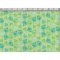 140cm REMNANT Sugar Garden Garden Leaf Dot, GREEN, 110cm Wide