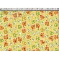 Sugar Garden Garden Leaf Dot, YELLOW, Cotton Fabric 110cm Wide Per 50cm