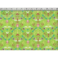 Sugar Garden Dragonfly, GREEN Cotton Fabric 110cm Wide Per 50cm