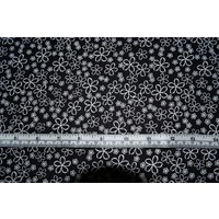 110cm REMNANT Frangipani Black, 110cm Wide, Sew Easy Black and White Series 100% Cotton