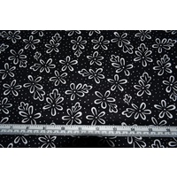Sew Easy Cotton Print Fabric, Abstract Flowers Black, Per Metre, 110cm Wide