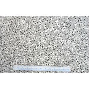 Cotton Fabric, Daisy Chain Black on White, 110cm Wide, 80cm REMNANT