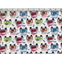 Beep Cars Multi On White, 137cm Wide Per Metre