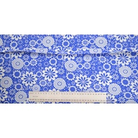 Cotton Fabric Per Metre, 110cm Wide, Funky Flora ROYAL BLUE GL6949.27