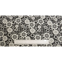 Cotton Fabric, 110cm Wide, Funky Flora BLACK GL6949.28, 108cm Remnant