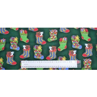 Sew Easy Christmas Selections Christmas Stockings GREEN 110cm Wide Cotton Fabric
