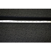 Paisley Embossed Polycotton Fabric, BLACK, 110cm Wide x 95cm REMNANT