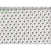 Floral Sprigs Black on Cream, 112cm Wide per Metre