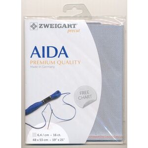 Zweigart 16Ct/6.4St Aida 3251.713 PEWTER GREY Cotton, 110cm wide per 50cm