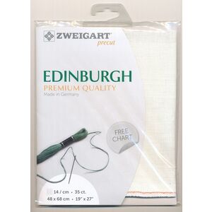 Zweigart Edingburgh 3217.100 White, 36Ct/14St Precut 48x68cm Linen