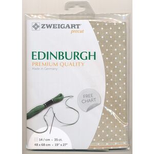 Zweigart Edingburgh 3217.5379 NATURAL/WHITE, 36Ct/14St Precut 48x68cm Linen Petit Point