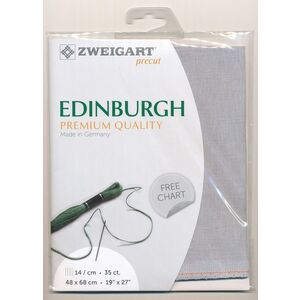 Zweigart Edingburgh 3217.705 PEARL GREY, 36Ct/14St Precut 48x68cm Linen