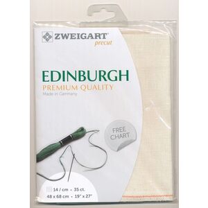 Zweigart Edingburgh 3217.99 LIGHT CREAM, 36Ct/14St Precut 48x68cm Linen