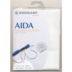 Zweigart 16Ct/6.4St Aida 3251.100 WHITE, Precut 48x53cm Cotton