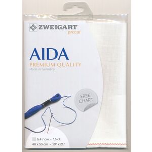 Zweigart 16Ct/6.4St Aida 3251.101 ANTIQUE WHITE Precut 48x53cm Cotton