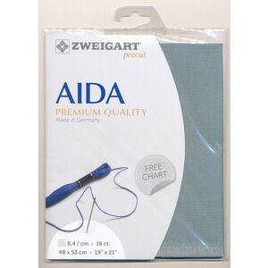 Zweigart 16Ct/6.4St Aida 3251.594 MISTY BLUE, Precut 48x53cm Cotton