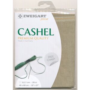 Zweigart Cashel 3281.323 SUMMER KHAKI, 28Ct/11.2St Precut 48x68cm Linen