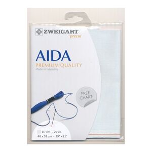 Zweigart Aida Extra Fine 3326, 20Ct/8St 48x53cm Cotton Petit Point Ice Blue