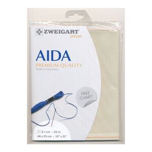 Zweigart Aida Extra Fine 3326, 20Ct/8St 48x53cm Cotton Petit Point Light Olive Green