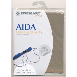 Zweigart Aida Extra Fine 3326, 20Ct/8St 48x53cm Cotton Petit Point Granite Grey