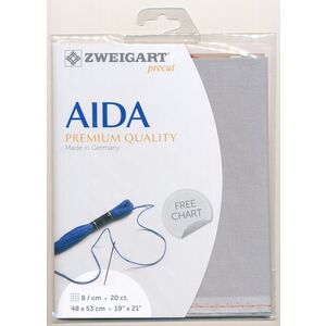 Zweigart Aida Extra Fine 3326, 20Ct/8St 48x53cm Cotton Petit Point Pearl Grey