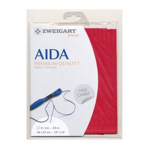 Zweigart Aida Extra Fine 3326, 20Ct/8St 48x53cm Cotton Petit Point Raspberry Red