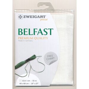Zweigart Precut Belfast 3609.100 WHITE, 32Ct/12.6St 48x68cm Linen