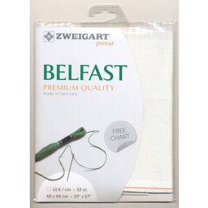 Zweigart Precut Belfast 3609, 32Ct/12.6St 48x68cm Linen Antique White