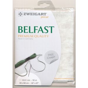 Zweigart Precut Belfast 3609, 32Ct/12.6St 48x68cm Linen Vintage Smokey White