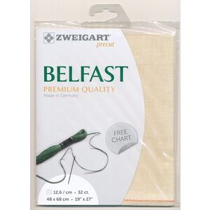 Zweigart Precut Belfast 3609, 32Ct/12.6St 48x68cm Linen Cream / Ivory