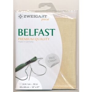 Zweigart Precut Belfast 3609, 32Ct/12.6St 48x68cm Linen Light Sand