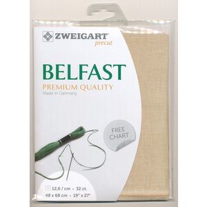 Zweigart Precut Belfast 3609, 32Ct/12.6St 48x68cm Linen Antique Ivory