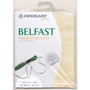 Zweigart Precut Belfast 3609, 32Ct/12.6St 48x68cm Linen Vintage Sahara Sand