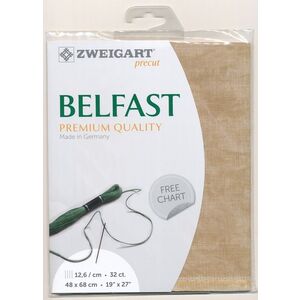 Zweigart Precut Belfast 3609, 32Ct/12.6St 48x68cm Linen Vintage Country Mocha