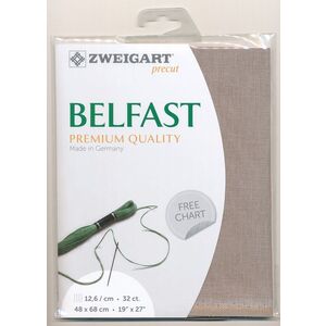 Zweigart Precut Belfast 3609, 32Ct/12.6St 48x68cm Linen Stone