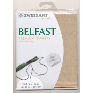 Zweigart Precut Belfast 3609.309 Light Mocha, 32Ct/12.6St 48x68cm Linen