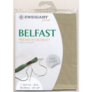 Zweigart Precut Belfast 3609.323 SUMMER KHAKI, 32Ct/12.6St 48x68cm Linen