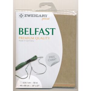 Zweigart Precut Belfast 3609, 32Ct/12.6St 48x68cm Linen Dirty Natural