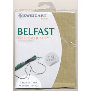 Zweigart Precut Belfast 3609, 32Ct/12.6St 48x68cm Linen Willow Green