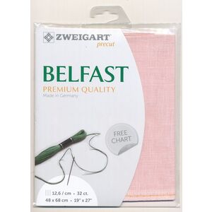Zweigart Precut Belfast 3609, 32Ct/12.6St 48x68cm Linen Baby Pink