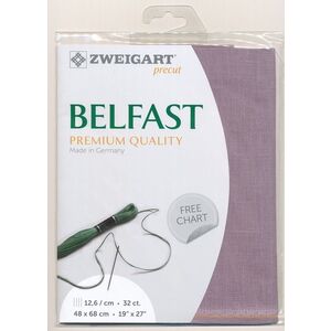Zweigart Precut Belfast 3609, 32Ct/12.6St 48x68cm Linen Purple Passion