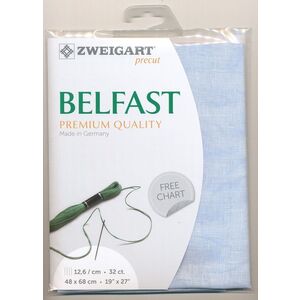 Zweigart Precut Belfast 3609, 32Ct/12.6St 48x68cm Linen Vintage Blue Whisper