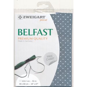 Zweigart Precut Belfast 3609, 32Ct/12.6St 48x68cm Linen Petit Point White On Blue