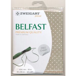 Zweigart Precut Belfast 3609.5379 NATURAL WHITE DOT, 32Ct/12.6St 48x68cm Linen Petit Point