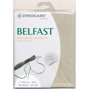Zweigart Precut Belfast 3609, 32Ct/12.6St 48x68cm Linen Light Olive Green